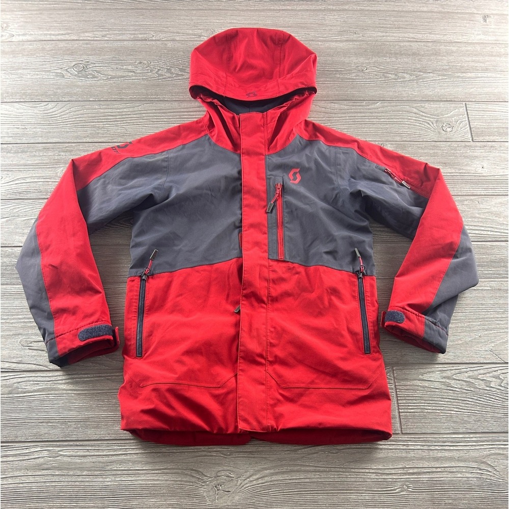 Scott Outerwear Kids Red Grey Hooded Ski Jacket Size 140 Colorblock Winter Coat